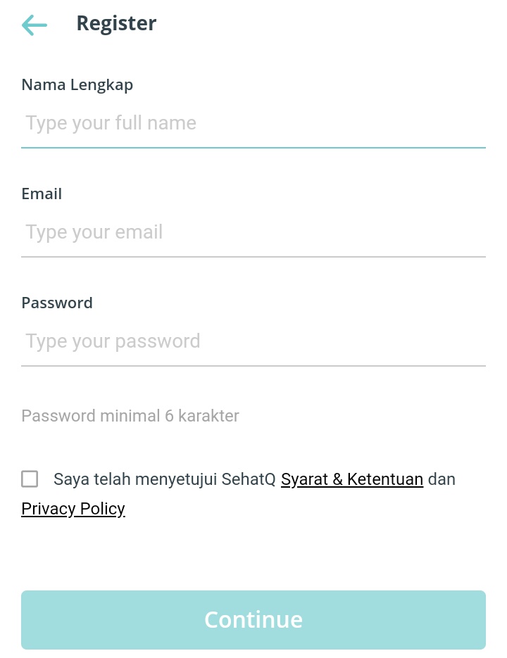 Pendaftaran sehatQ.com