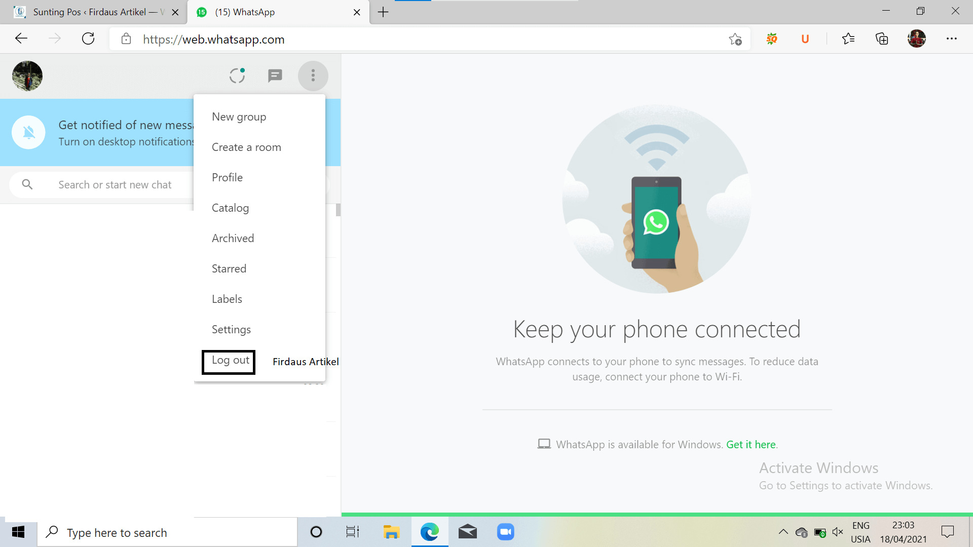 √ 3 Cara Keluar dari Whatsapp Web, No Ribet! | Firdaus Artikel