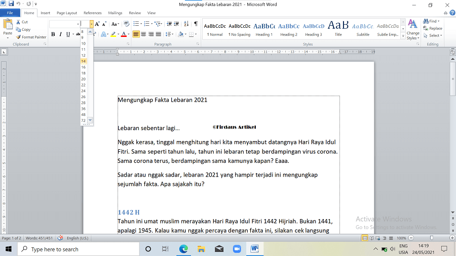 3 Cara Mengatur Ukuran Font di Microsoft Word dengan Mudah 6