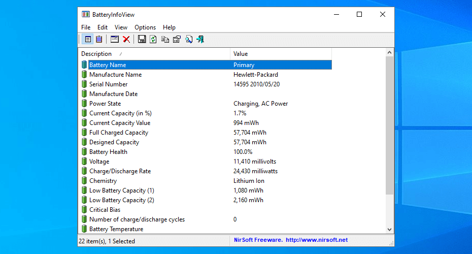Cek Kondisi Baterai Windows 10 dengan Battery Info View