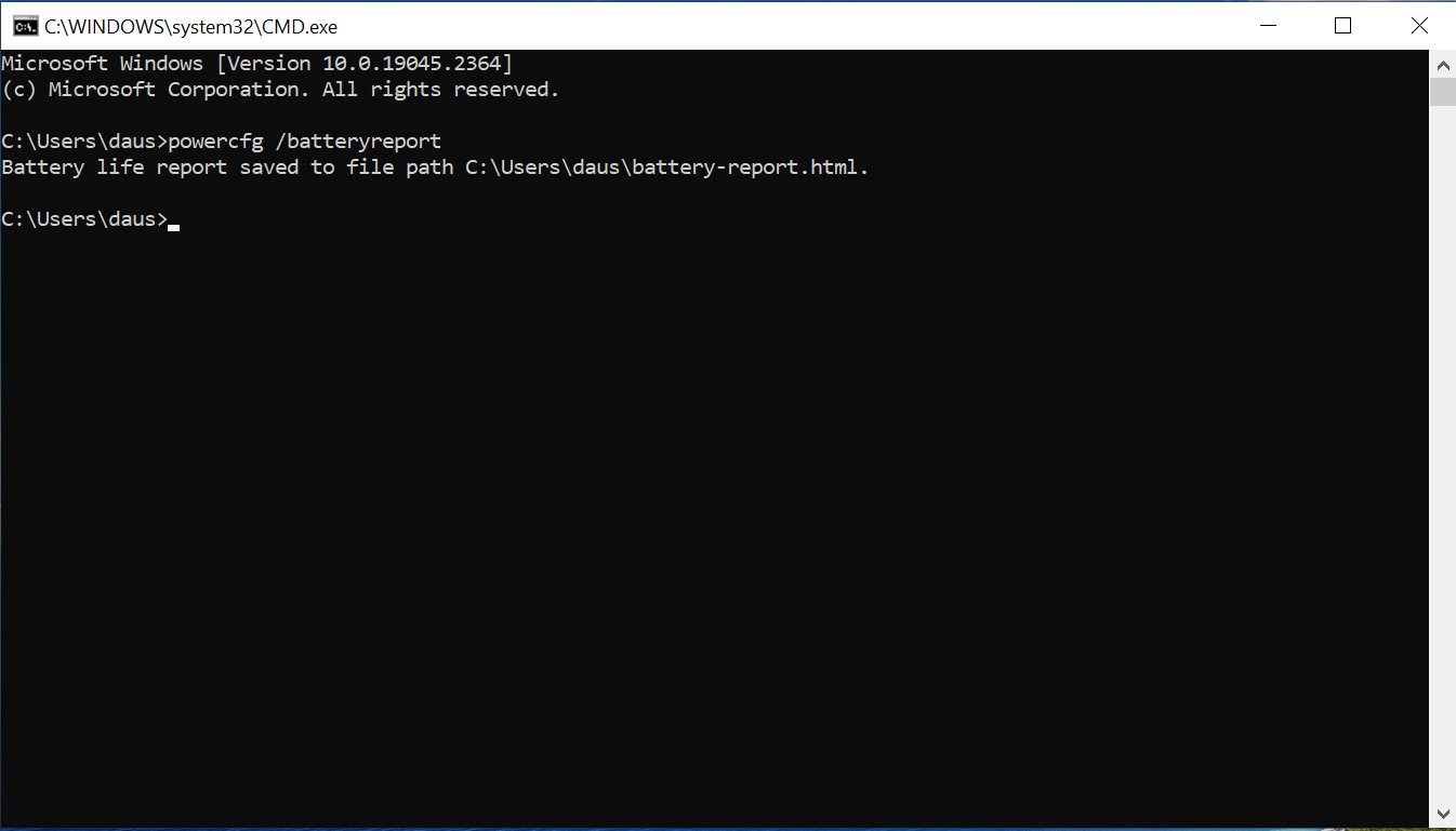 cek kesehatan baterai laptop dengan cmd