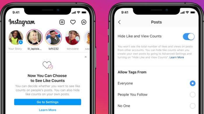Menyembunyikan like IG Lewat Aplikasi