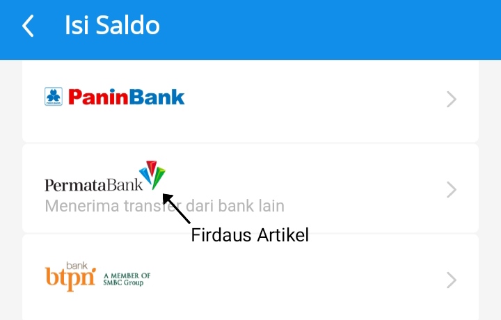 Pilih bank Permata