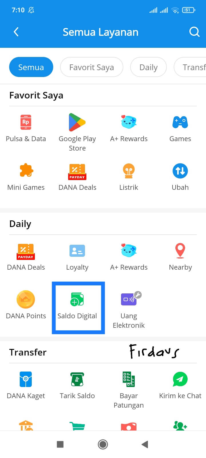 Selanjutnya pilih saldo digital