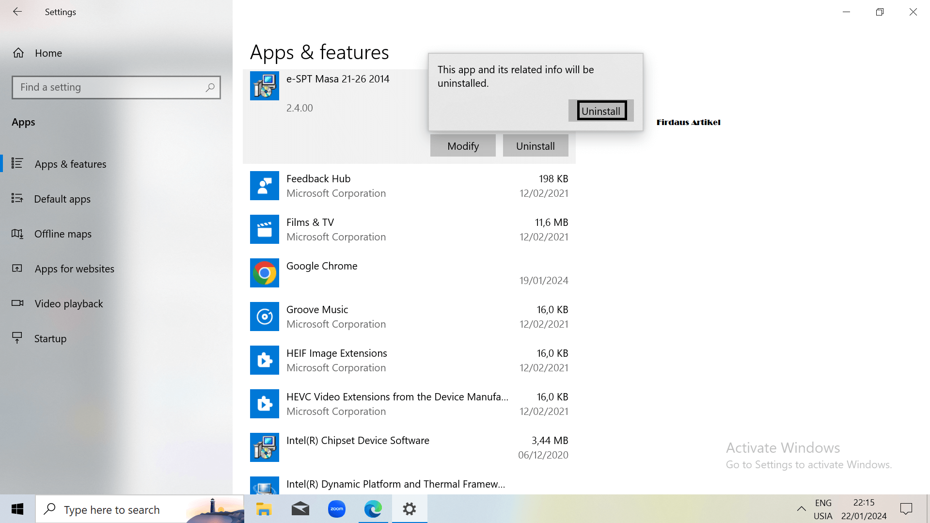 konfirmasi uninstall