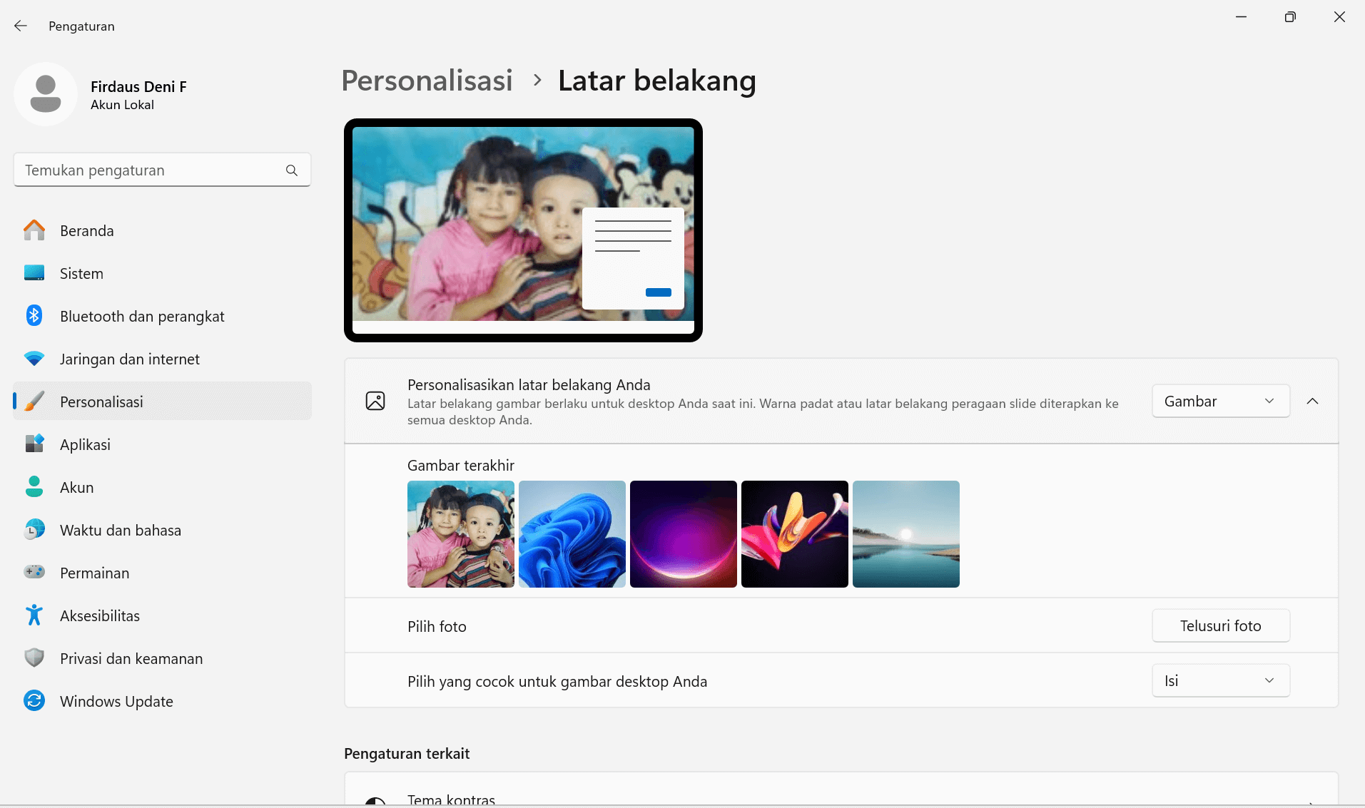 mengubah wallpaper windows 11