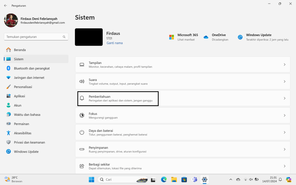 Cara Mematikan Notifikasi Windows 11 Biar Tidak Terganggu 3 pilih sistem lalu pemberitahuan