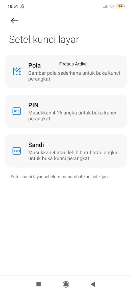 Cara Menambahkan Sidik Jari Redmi 9C agar Aman 5 Setel kunci layar