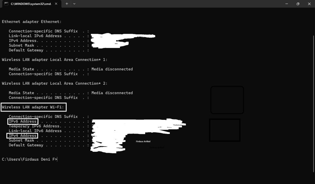 Cek IP WiFi Melalui CMD (Command Prompt)