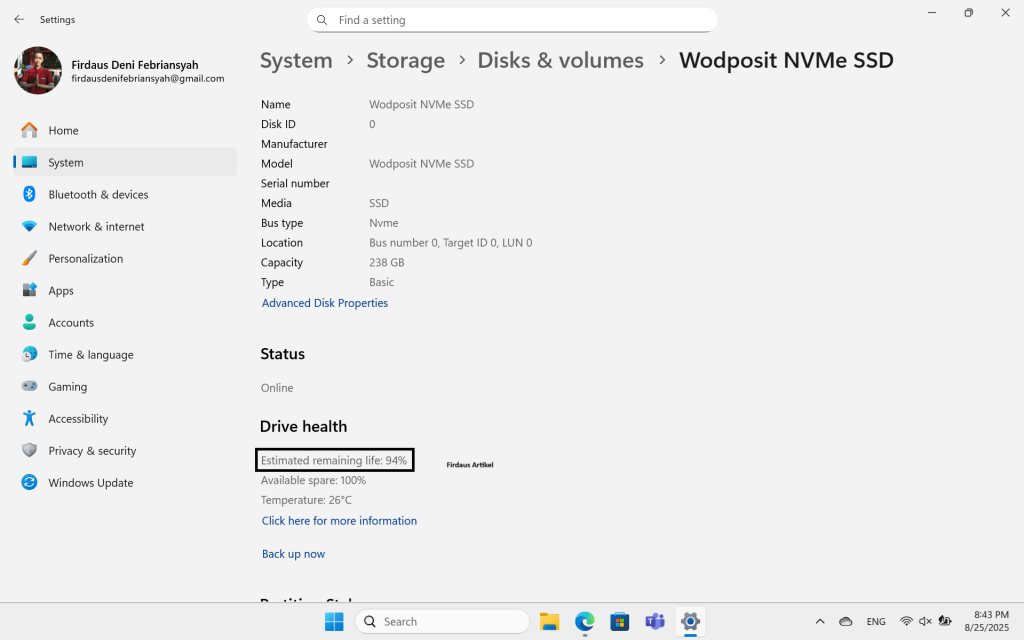 5 Cara Memeriksa Kesehatan SSD di Windows 11 dengan Berbagai Metode 6 cek kesehatan SSD melalui pengaturan