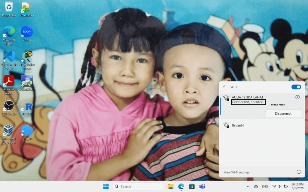 Tunggu beberapa detik sampai statusnya berubah jadi "connected, secured".