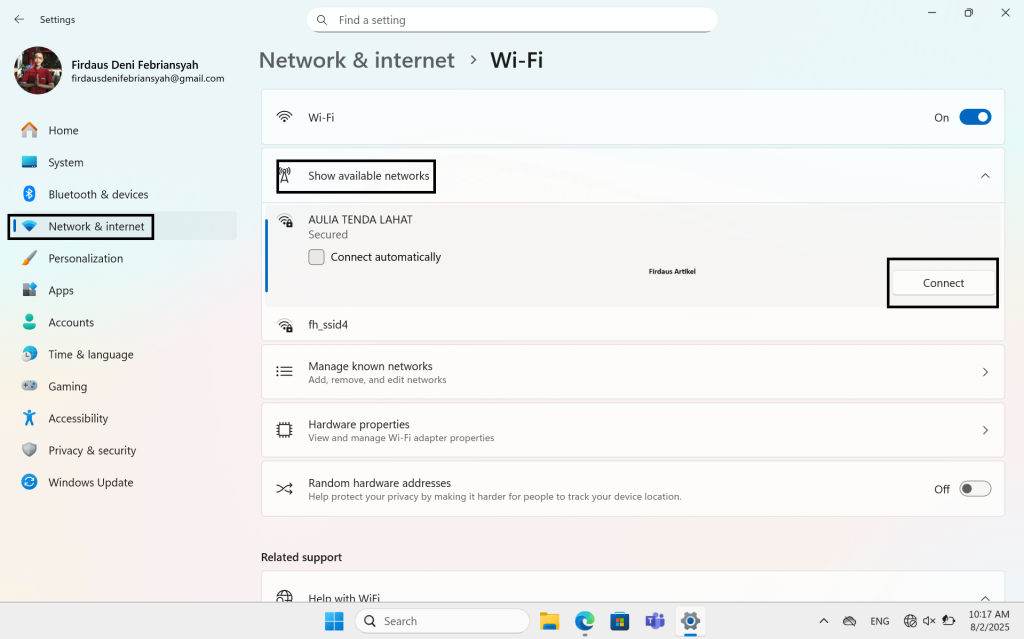 klik connect untuk menyambungkannya