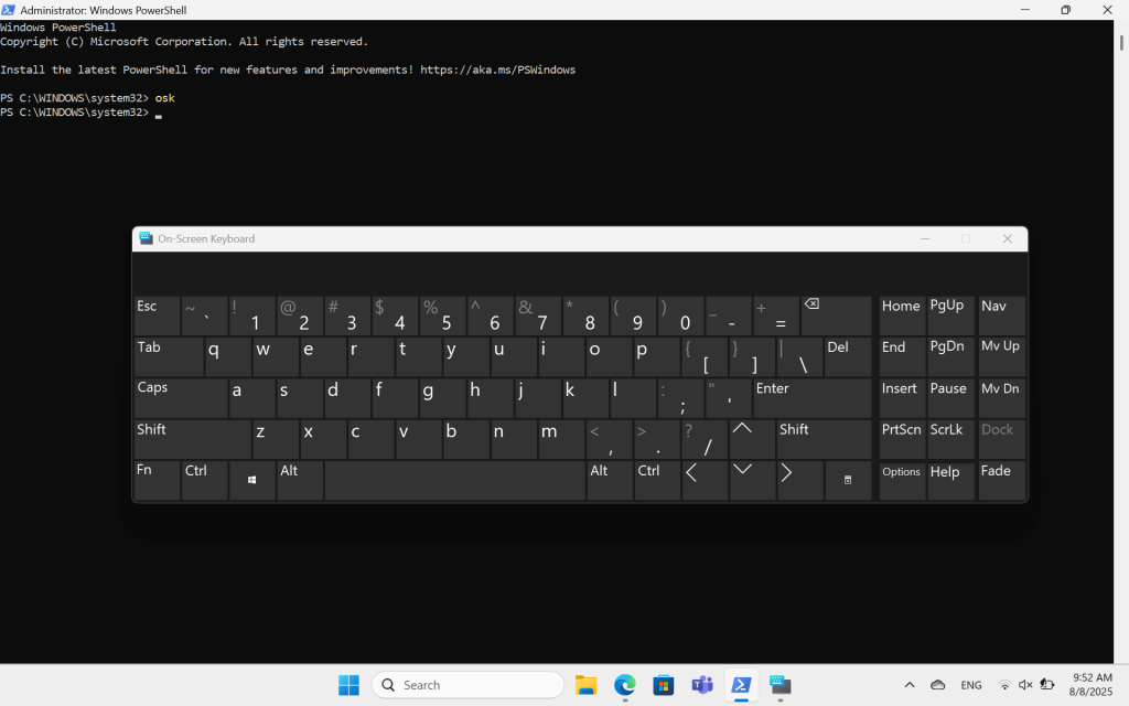 5 Cara Mengaktifkan On-Screen Keyboard, Alternatif Keyboard Fisik Jika Rusak 7 on-screen keyboard via Windows PowerShell