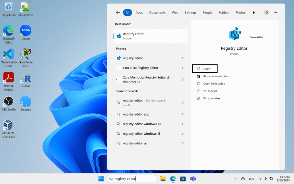 Cara Membuka Registry Editor di Windows 11 dengan Berbagai Metode 3 membuka registry editor melalui pencarian