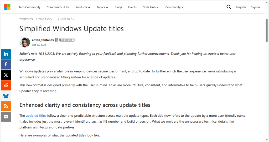 Microsoft Mendengarkan Feedback Tersebut