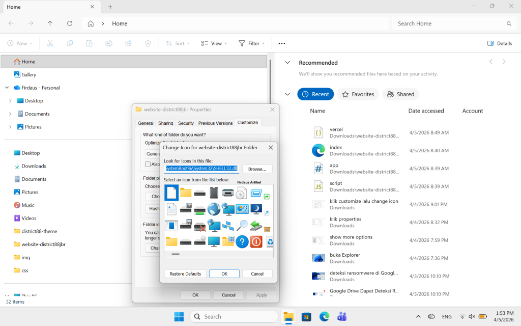 Cara Mengganti Icon Folder Di Laptop atau Komputer dengan Mudah 1