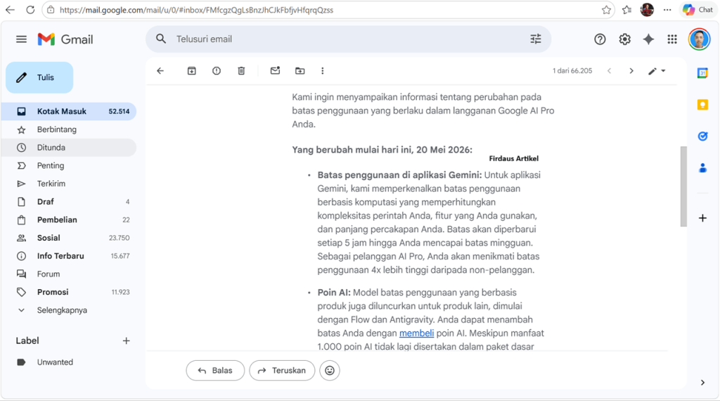 Google Mulai Batasi Penggunaan Gemini Gratis, Seperti Apa Batasannya? 2 email dari Google tentang aturan Gemini